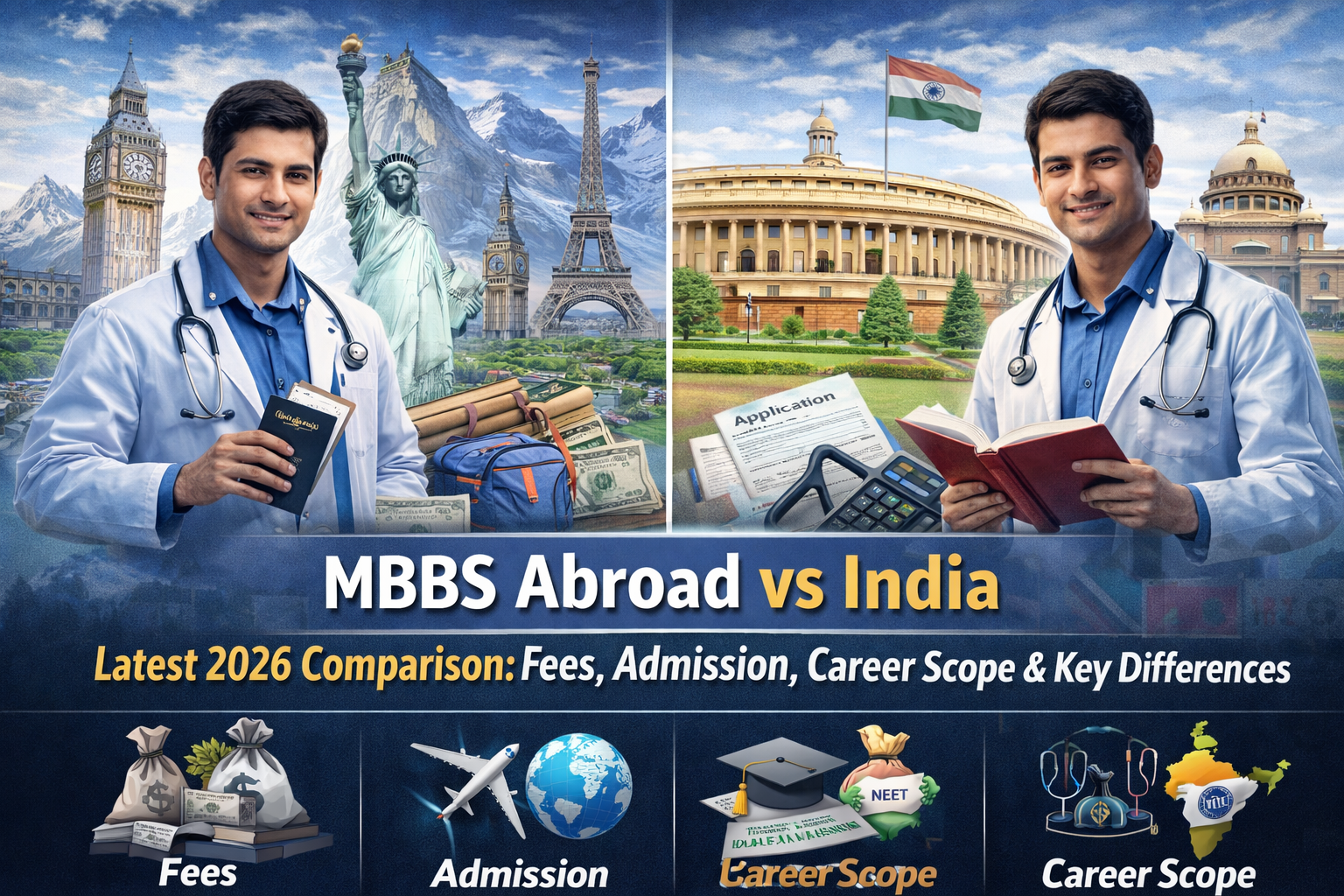 MBBS Abroad vs India (Latest 2026 Comparison): Fees, Admission, Career Scope & Key Differences